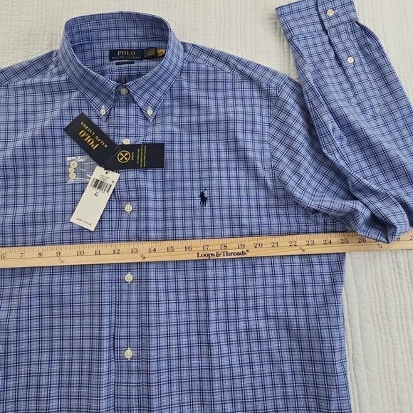 Polo Ralph Lauren Performance Shirt Men's XL Blue Plaid Classic Fit Wicking NEW - Picture 11 of 16